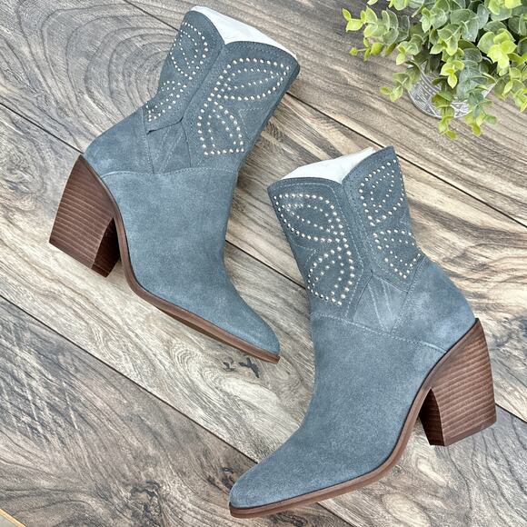 Lucky Brand Shoes - NIB Lucky Brand Lakelon 9M Suede Cowboy Western Boots Castle Rock Metallic Beads